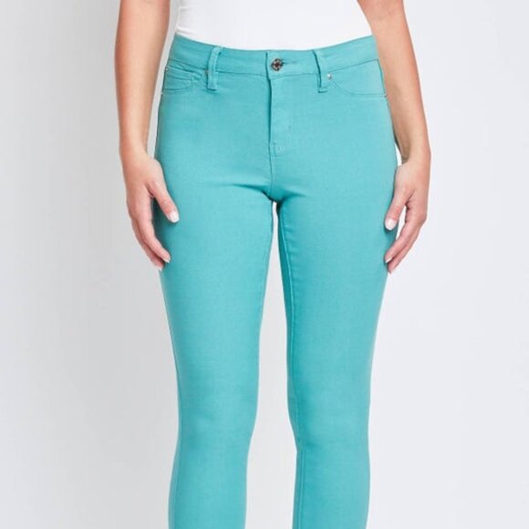 Hyperstretch Mid-Rise Skinny Jean:  Sea Green - Picture 1 of 3